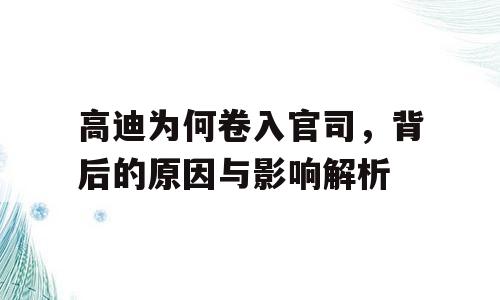 高迪为何卷入官司，背后的原因与影响解析