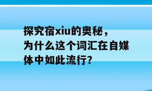 探究宿xiu的奥秘，为什么这个词汇在自媒体中如此流行？