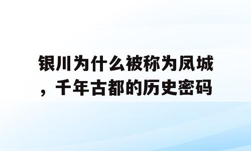 银川为什么被称为凤城，千年古都的历史密码