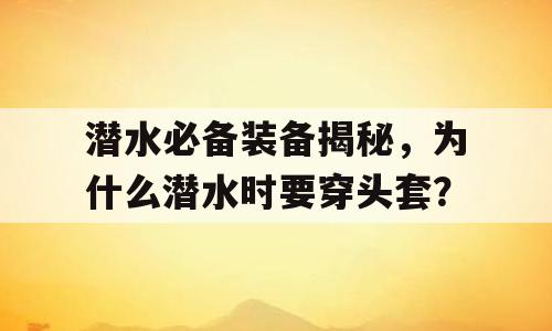 潜水必备装备揭秘，为什么潜水时要穿头套？