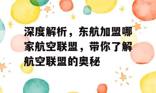 深度解析，东航加盟哪家航空联盟，带你了解航空联盟的奥秘
