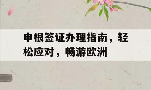 申根签证办理指南，轻松应对，畅游欧洲