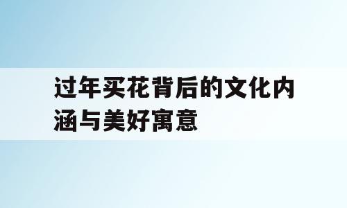 过年买花背后的文化内涵与美好寓意