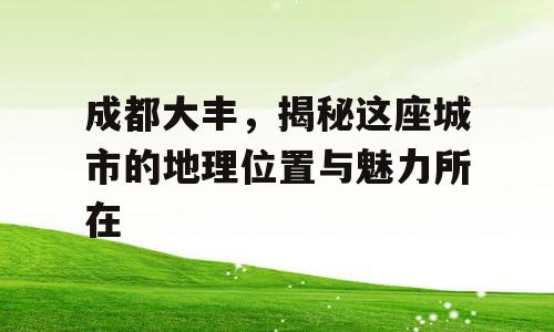 成都大丰，揭秘这座城市的地理位置与魅力所在