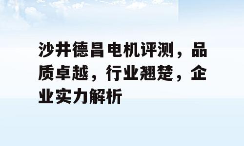 沙井德昌电机评测，品质卓越，行业翘楚，企业实力解析