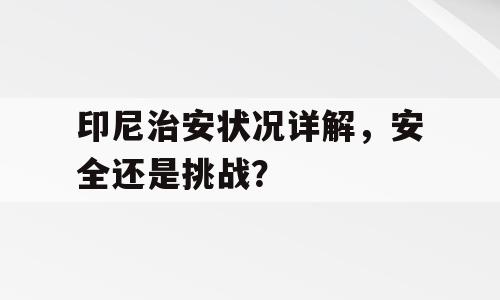 印尼治安状况详解，安全还是挑战？