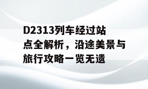 D2313列车经过站点全解析，沿途美景与旅行攻略一览无遗