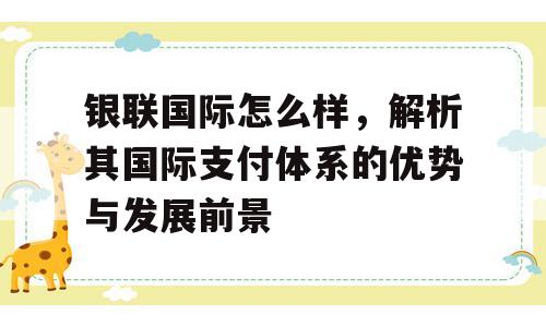银联国际怎么样，解析其国际支付体系的优势与发展前景