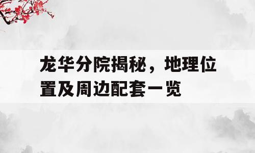 龙华分院揭秘，地理位置及周边配套一览
