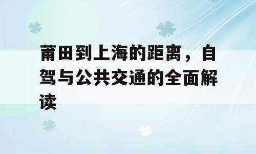 莆田到上海的距离，自驾与公共交通的全面解读
