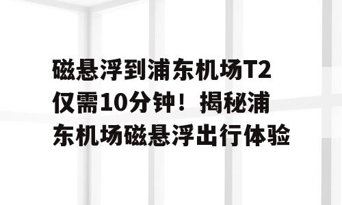 磁悬浮到浦东机场T2仅需10分钟！揭秘浦东机场磁悬浮出行体验