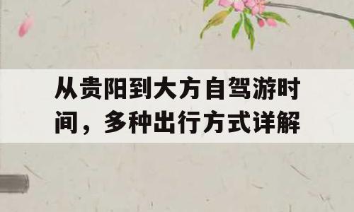 从贵阳到大方自驾游时间，多种出行方式详解