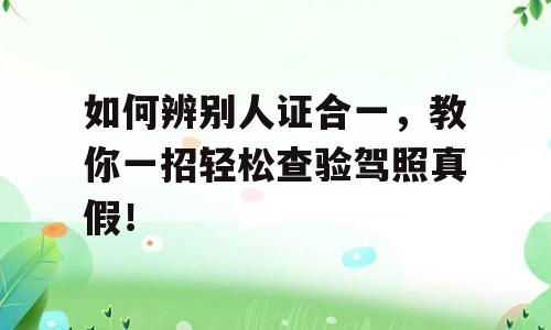 如何辨别人证合一，教你一招轻松查验驾照真假！