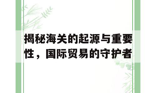 揭秘海关的起源与重要性，国际贸易的守护者