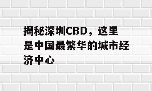 揭秘深圳CBD，这里是中国最繁华的城市经济中心