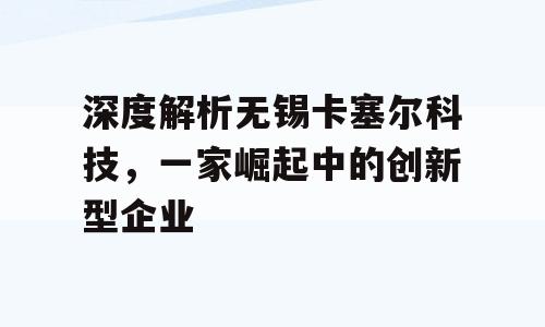 深度解析无锡卡塞尔科技，一家崛起中的创新型企业