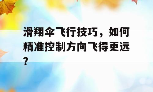 滑翔伞飞行技巧，如何精准控制方向飞得更远？