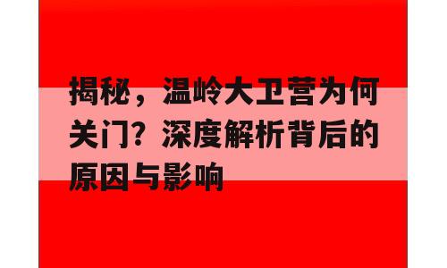 揭秘，温岭大卫营为何关门？深度解析背后的原因与影响