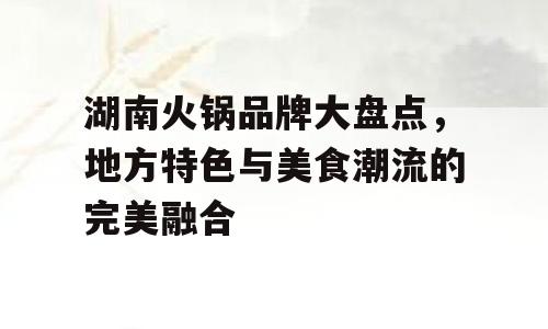 湖南火锅品牌大盘点，地方特色与美食潮流的完美融合