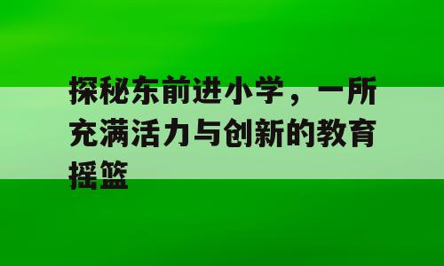 探秘东前进小学，一所充满活力与创新的教育摇篮