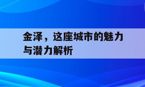 金泽，这座城市的魅力与潜力解析