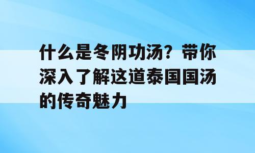 什么是冬阴功汤？带你深入了解这道泰国国汤的传奇魅力