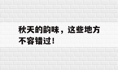 秋天的韵味，这些地方不容错过！