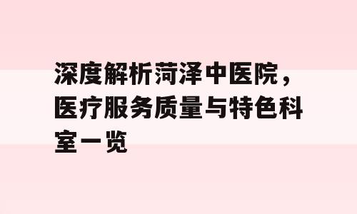 深度解析菏泽中医院，医疗服务质量与特色科室一览