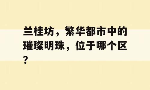兰桂坊，繁华都市中的璀璨明珠，位于哪个区？