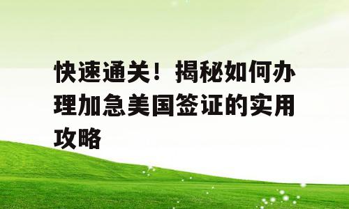 快速通关！揭秘如何办理加急美国签证的实用攻略