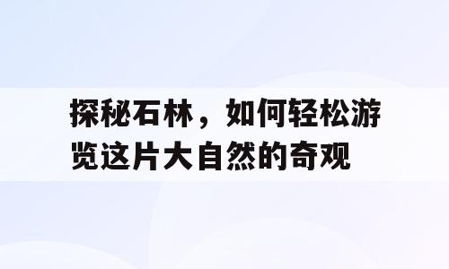 探秘石林，如何轻松游览这片大自然的奇观