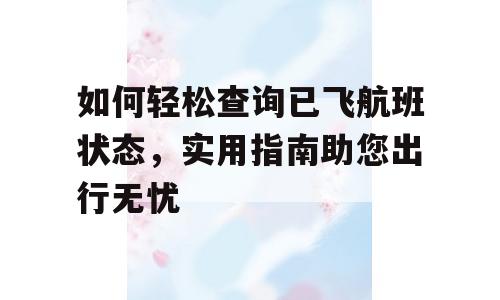 如何轻松查询已飞航班状态，实用指南助您出行无忧