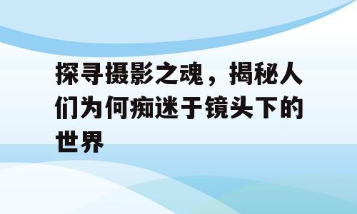 探寻摄影之魂，揭秘人们为何痴迷于镜头下的世界