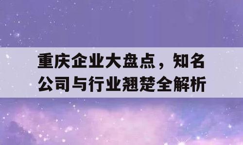 重庆企业大盘点，知名公司与行业翘楚全解析