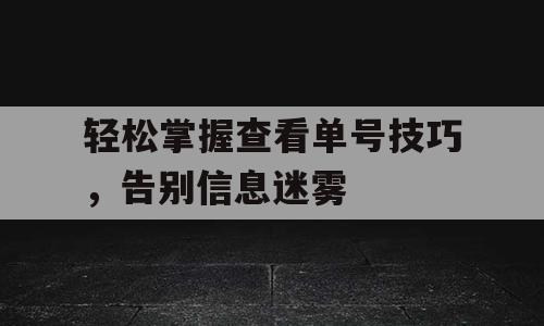 轻松掌握查看单号技巧，告别信息迷雾