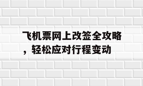 飞机票网上改签全攻略，轻松应对行程变动