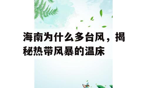 海南为什么多台风，揭秘热带风暴的温床