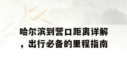 哈尔滨到营口距离详解，出行必备的里程指南