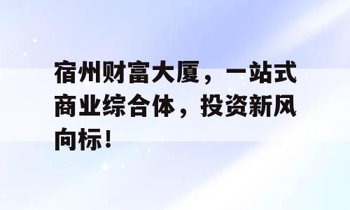 宿州财富大厦，一站式商业综合体，投资新风向标！