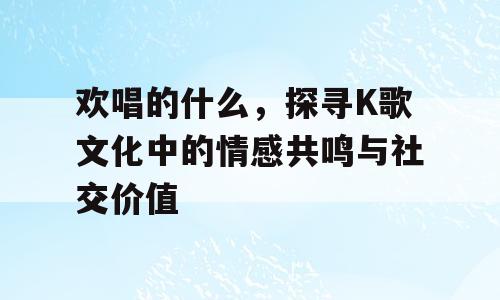 欢唱的什么，探寻K歌文化中的情感共鸣与社交价值