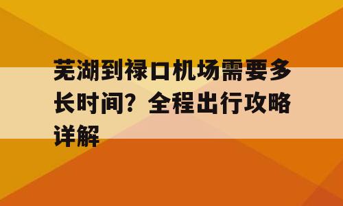 芜湖到禄口机场需要多长时间？全程出行攻略详解