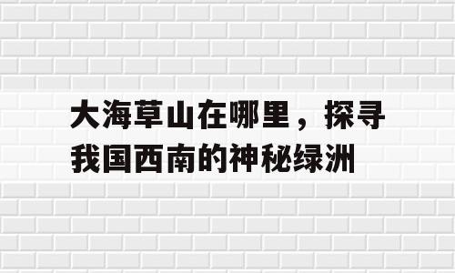 大海草山在哪里，探寻我国西南的神秘绿洲