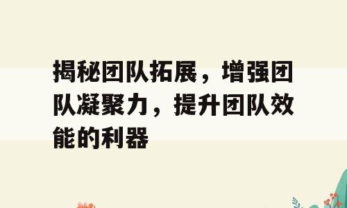 揭秘团队拓展，增强团队凝聚力，提升团队效能的利器