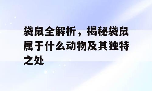 袋鼠全解析，揭秘袋鼠属于什么动物及其独特之处