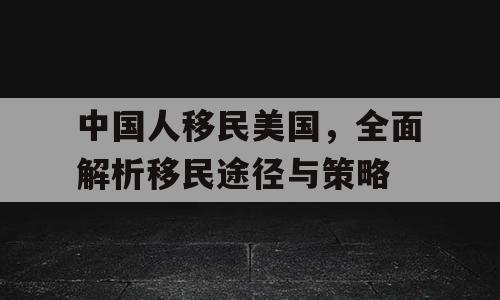 中国人移民美国，全面解析移民途径与策略