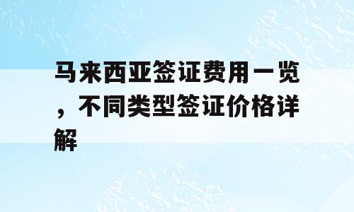 马来西亚签证费用一览，不同类型签证价格详解
