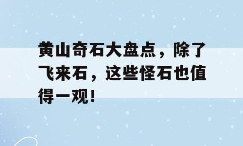 黄山奇石大盘点，除了飞来石，这些怪石也值得一观！