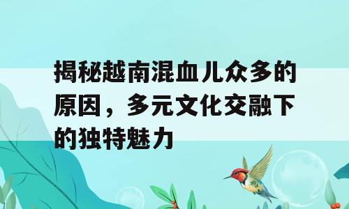 揭秘越南混血儿众多的原因，多元文化交融下的独特魅力