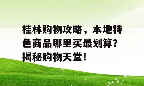 桂林购物攻略，本地特色商品哪里买最划算？揭秘购物天堂！