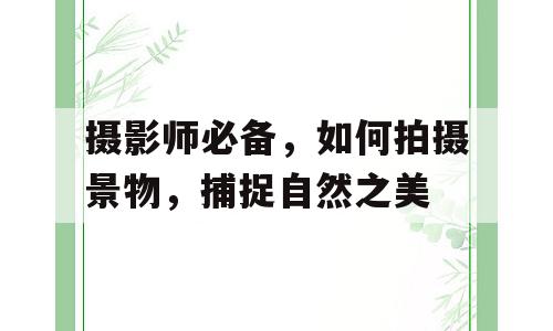 摄影师必备，如何拍摄景物，捕捉自然之美
